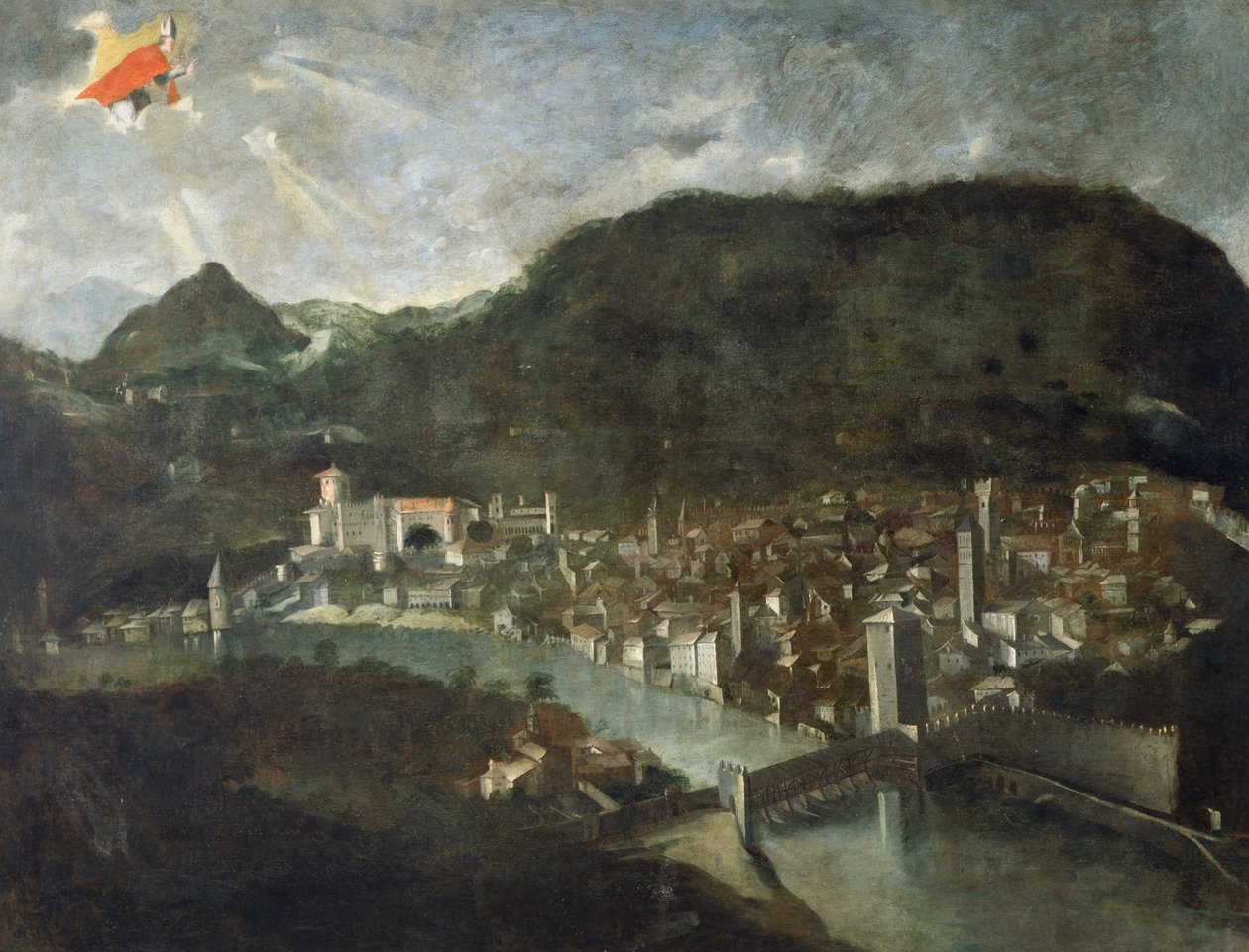 Staden Trento, ex-voto från 1682, Italien av Italian School