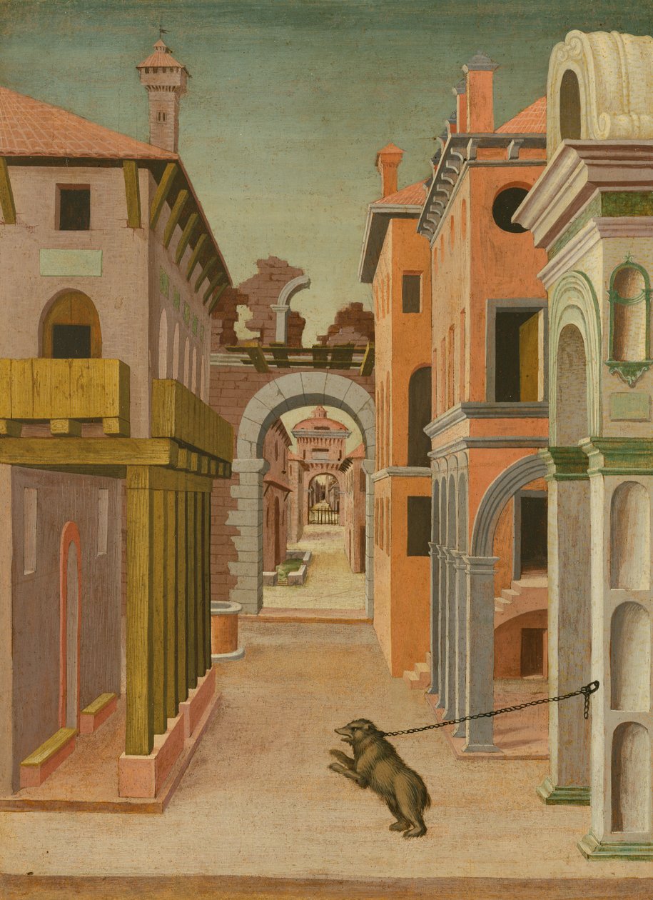 Stadsvy (målning) av Italian School
