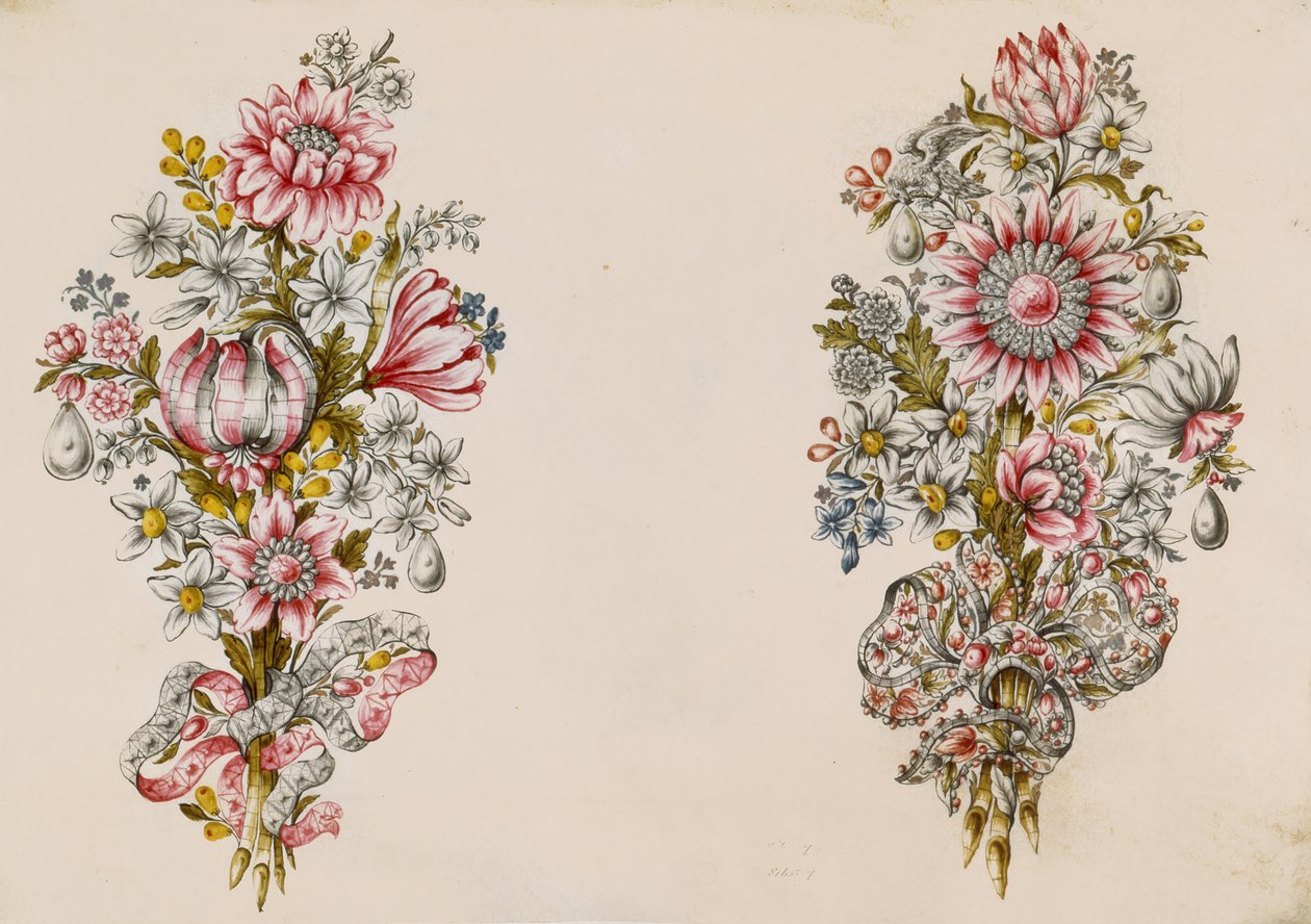 Design för sprayer av blommor av Italian School