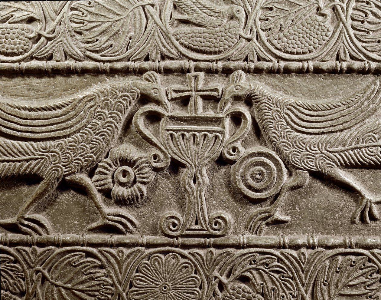 Detalj från "Kristus i Majestät" (sten) av Italian School