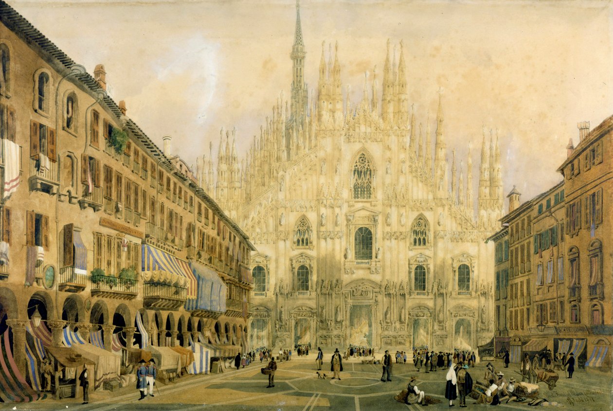 Duomo-torget och katedralen i Milano. 1811. av Italian School