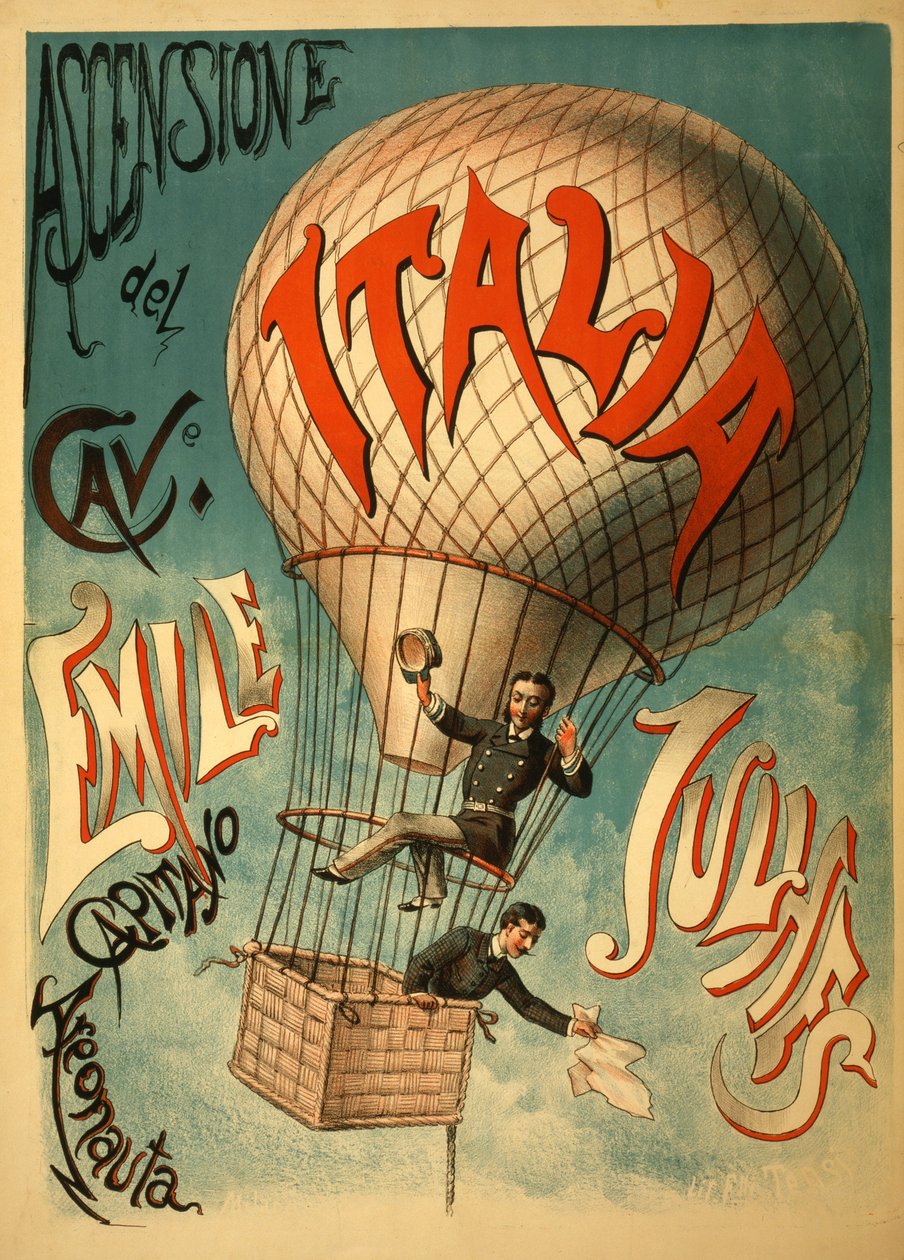 Emile Julhes, Aeronaut, ca 1890 av Italian School