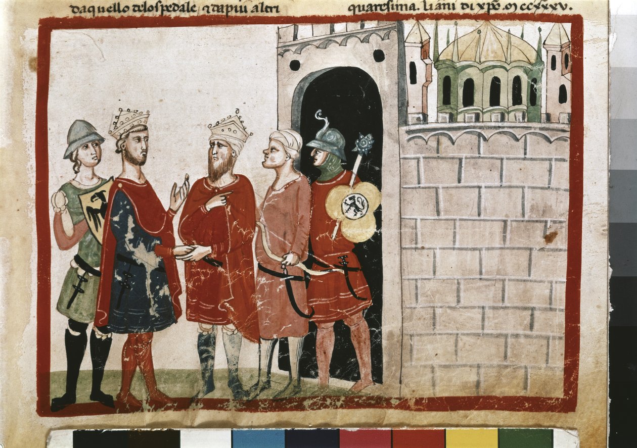 FRIEDRICH II: Fredrik intar Jerusalem av Italian School