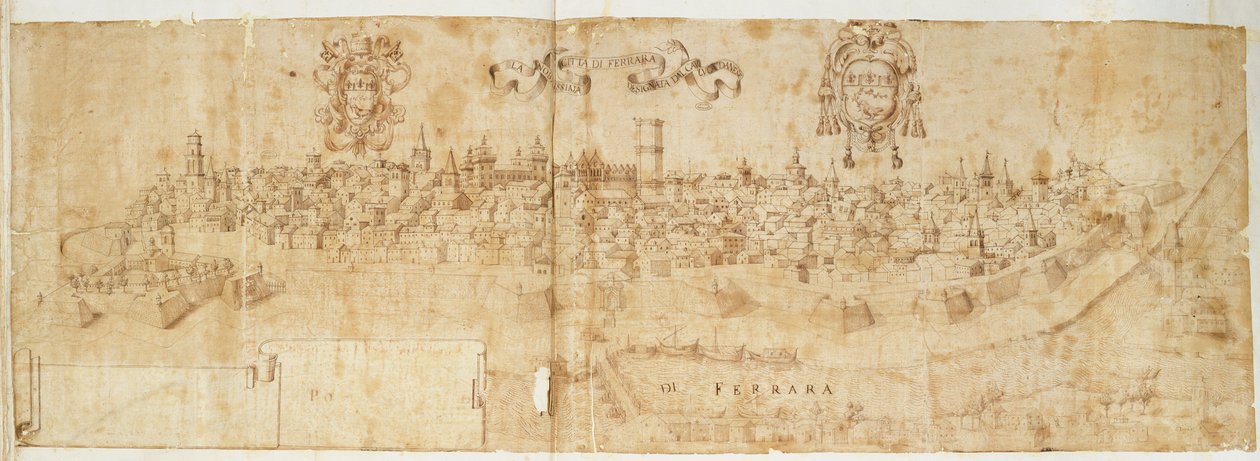 Ferrara, Italien (bläck på papper) av Italian School