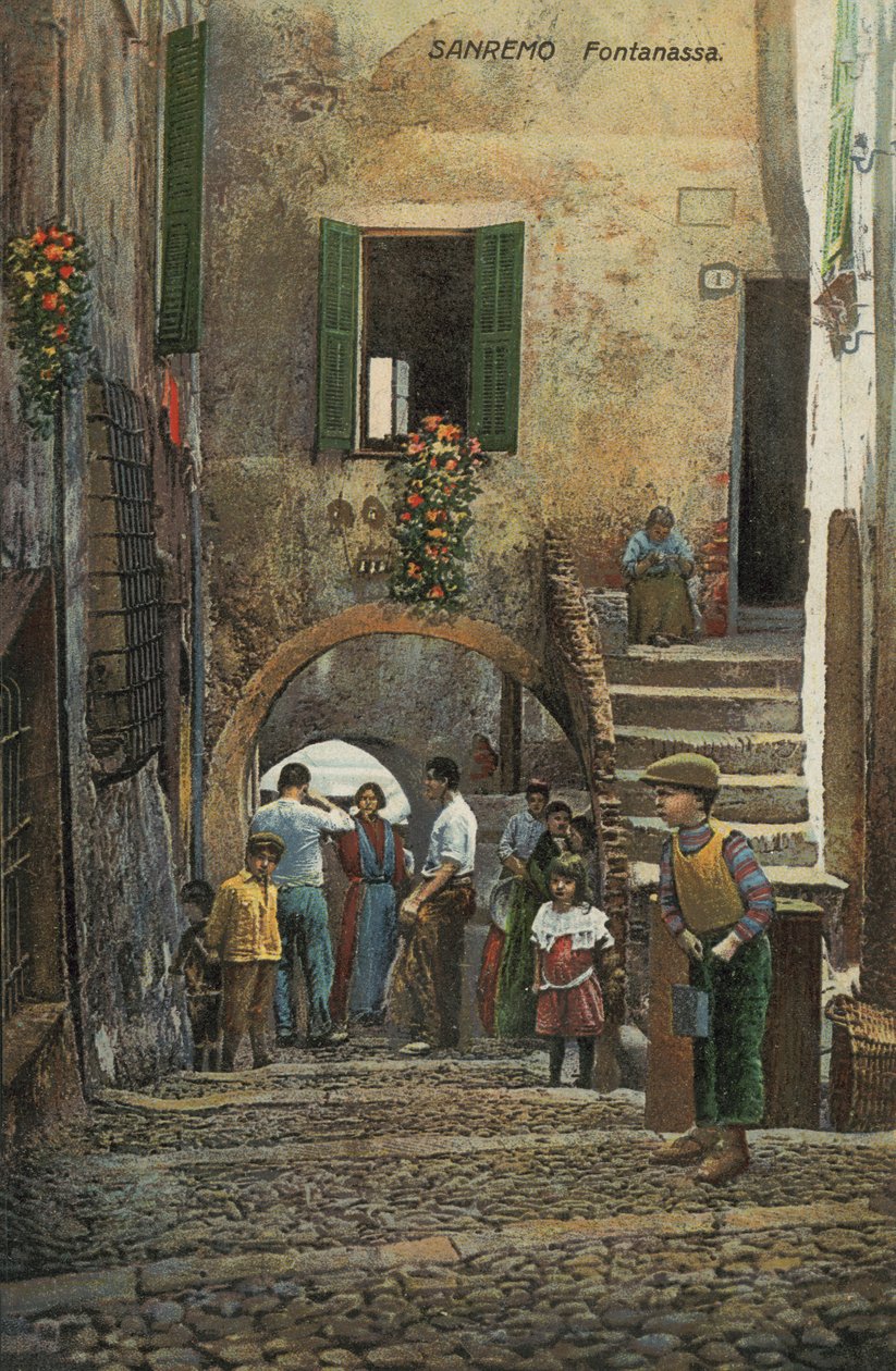 Fontanassa, San Remo, Italien (färglitografi) av Italian School