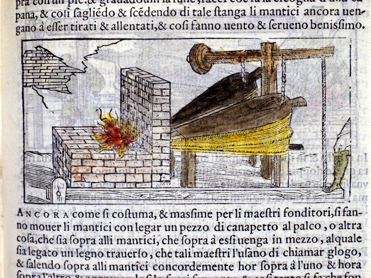 Forge - i "Pirotechnia"" av Biringuccio av Italian School