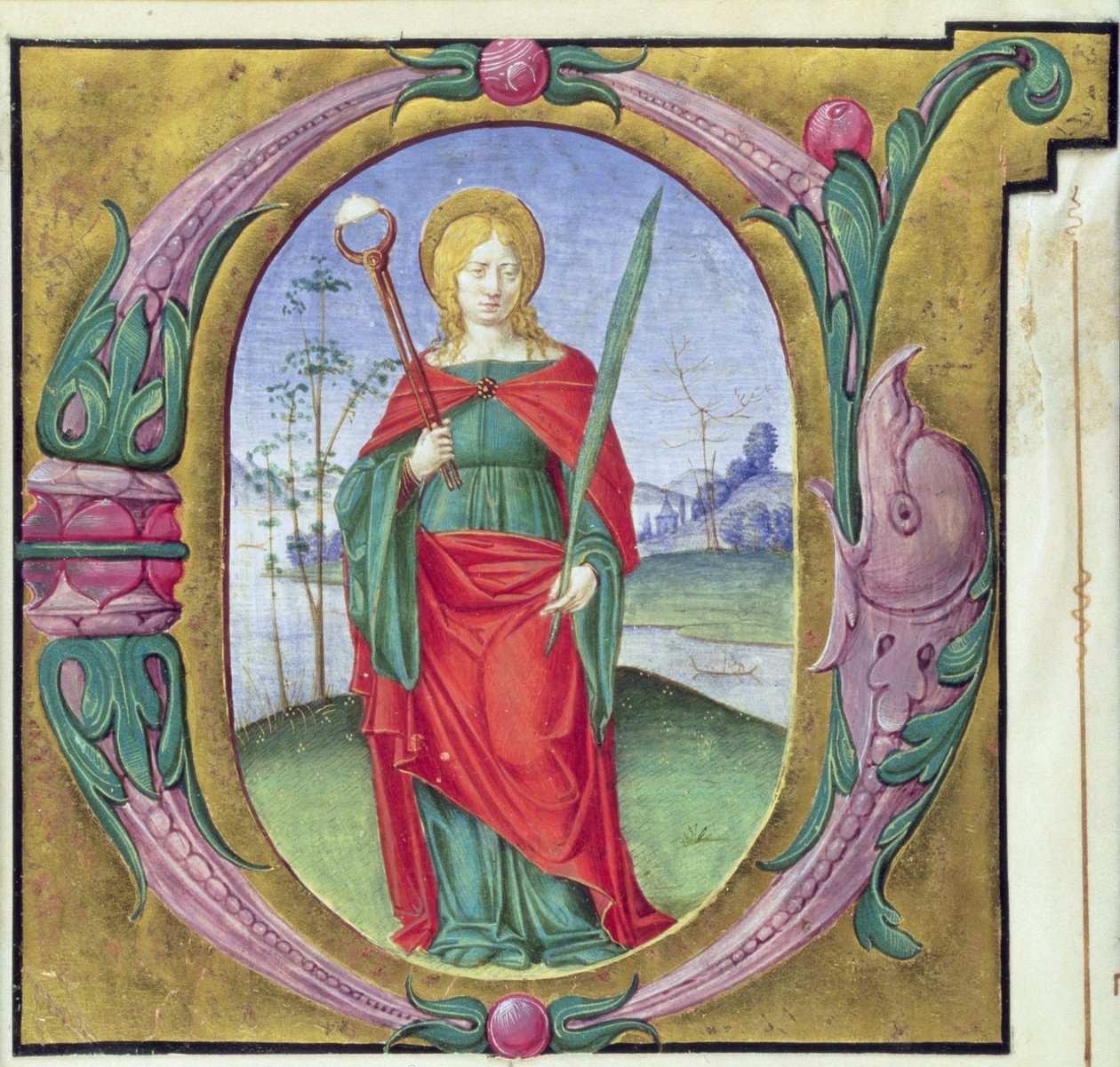 Historikert initial G som föreställer St. Agatha av Italian School