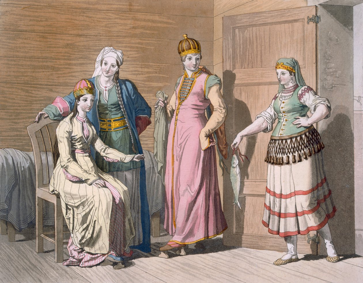Interiör med cirkassiska kvinnor, c.1820-30-tal av Italian School
