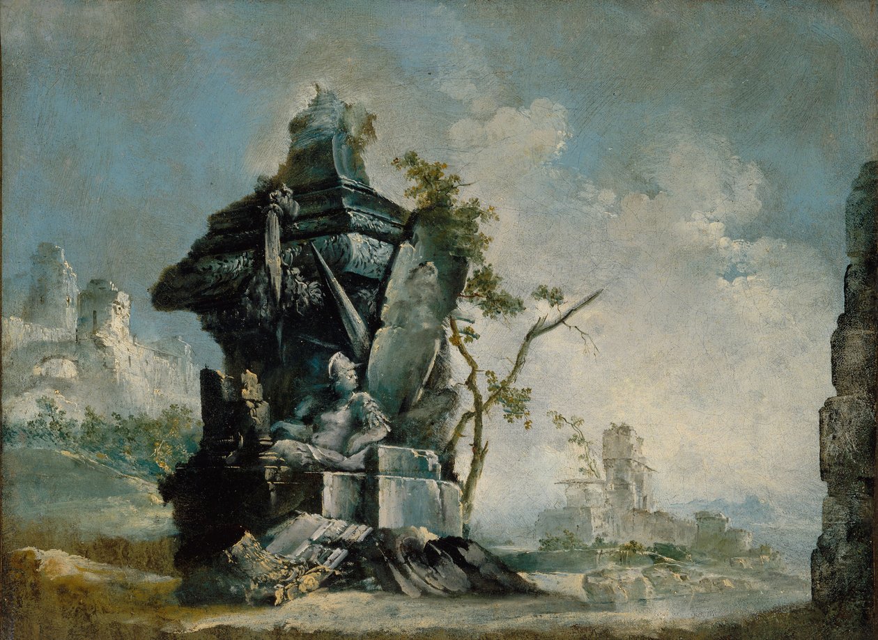 Landskap (Capriccio) c.1780 av Italian School