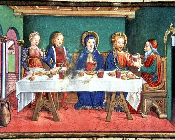Giftermål i Cana (vellum) av Italian School