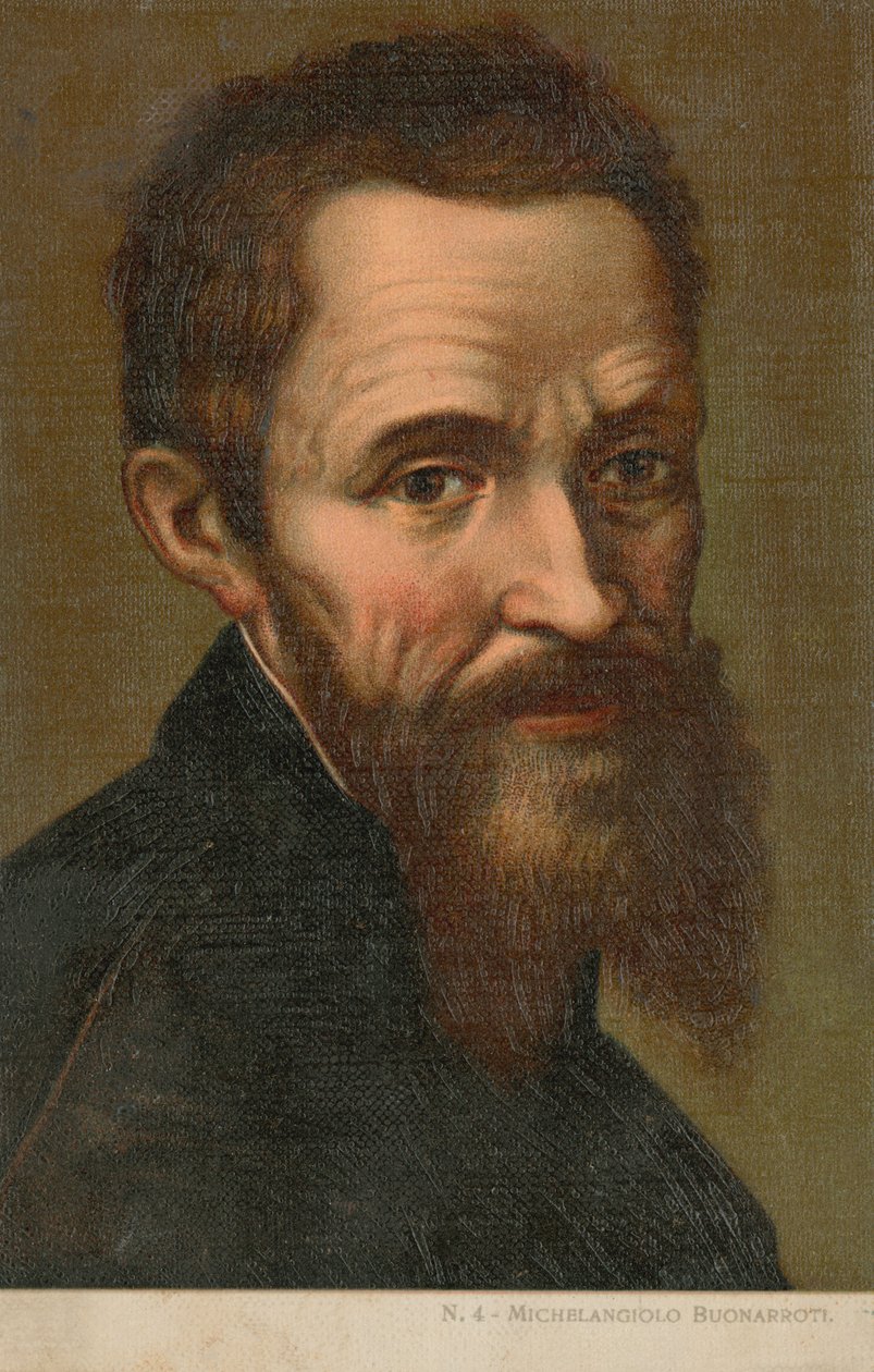 Michelangelo, italiensk konstnär (chromolitho) av Italian School