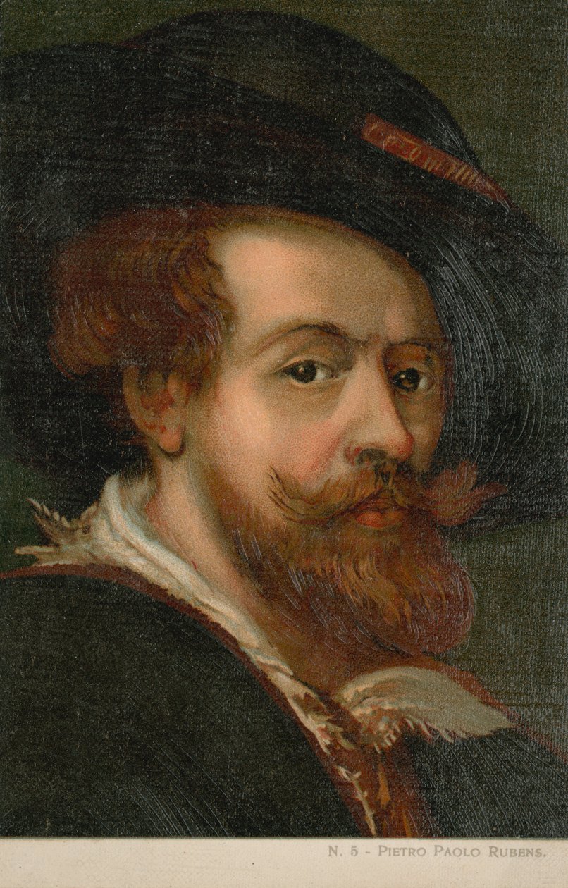 Peter Paul Rubens, flamländsk konstnär (chromolitho) av Italian School
