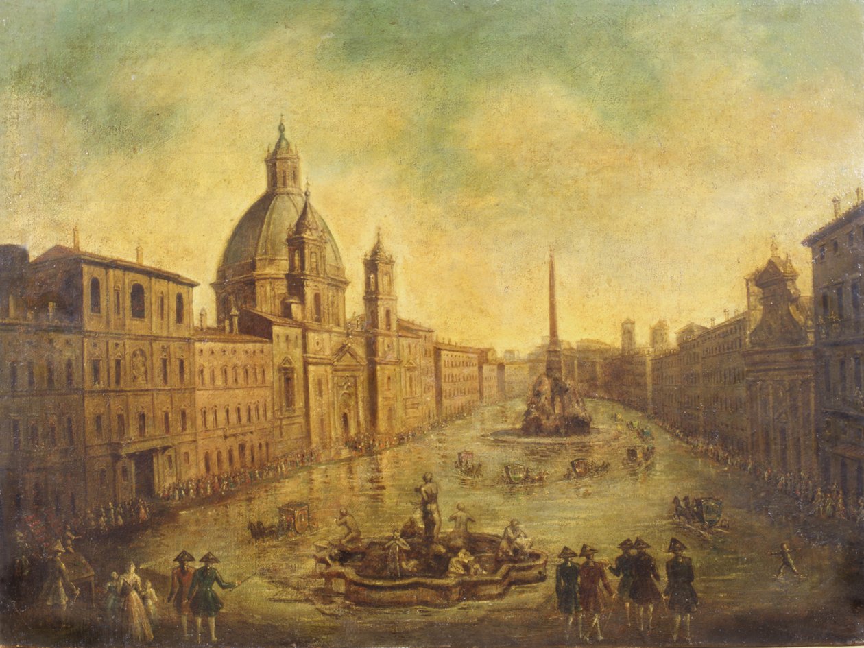 Piazza Navona översvämmad av Italian School