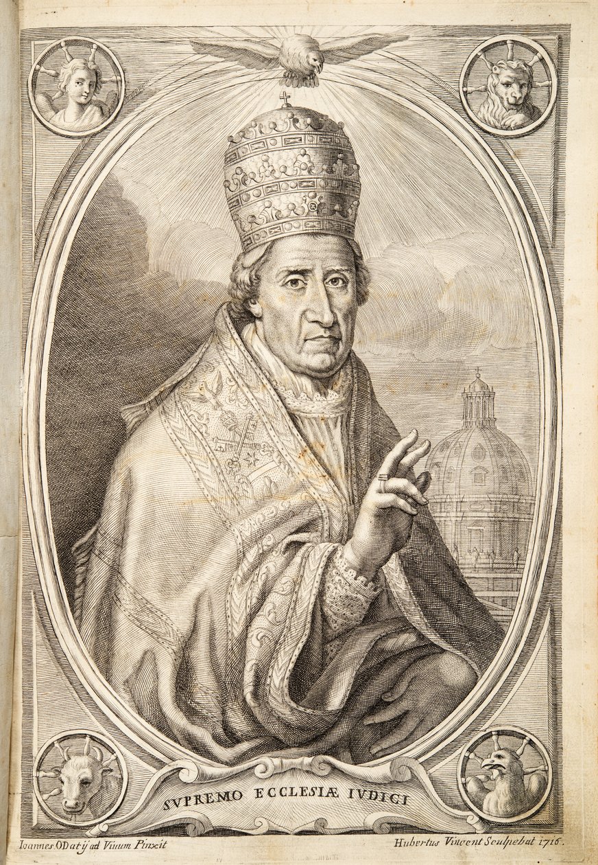 Påve Clemens XI, pub. 1717 (gravyr) av Italian School
