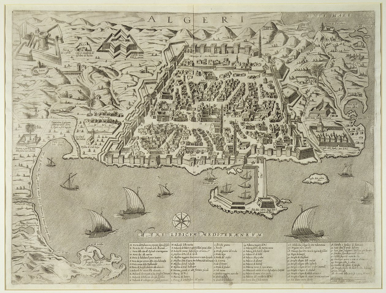 Hamnen och staden Alger, c.1572 av Italian School