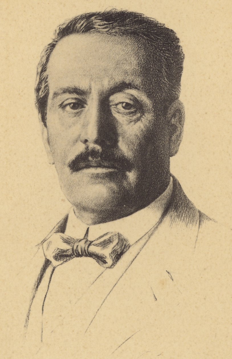 Porträtt av Giacomo Puccini (litografi) av Italian School