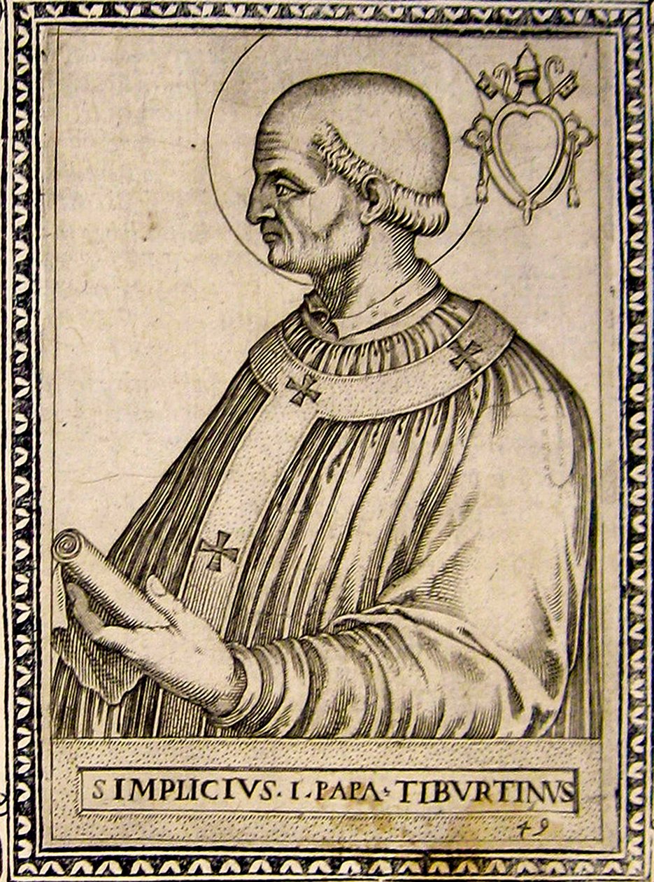 Porträtt av påven Simplicius, ca 1760 (gravyr) av Italian School