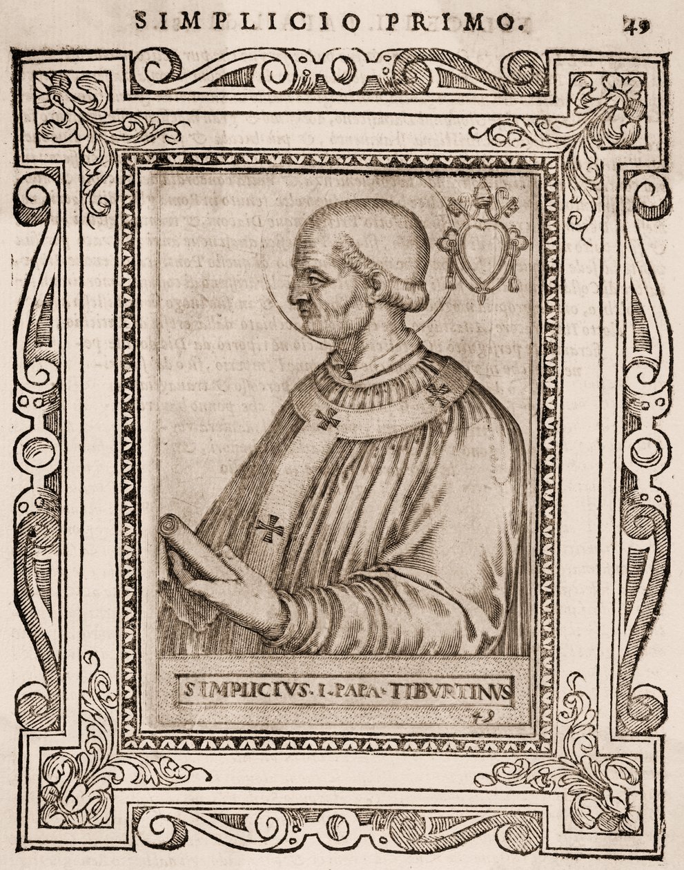 Porträtt av påven Simplicius, ca 1760 (gravyr) av Italian School