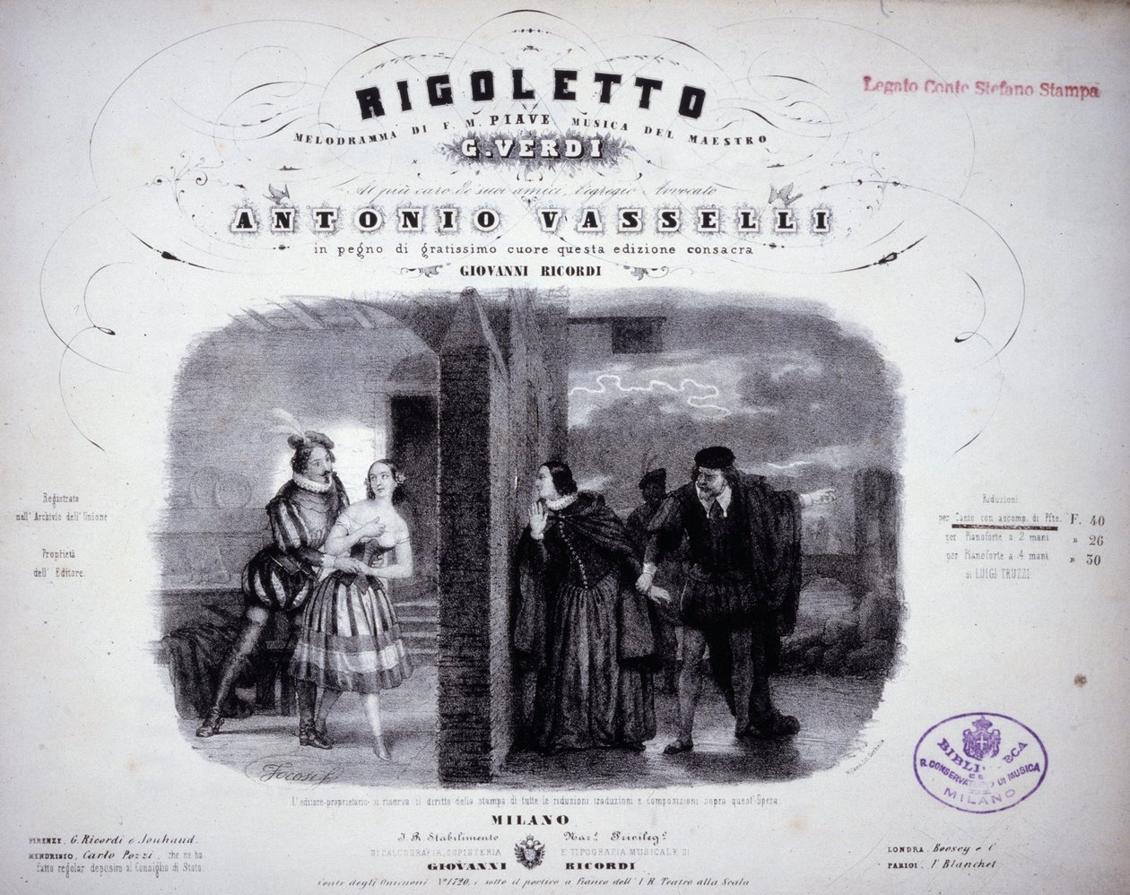 Noter på "" Rigoletto"" av Verdi. av Italian School