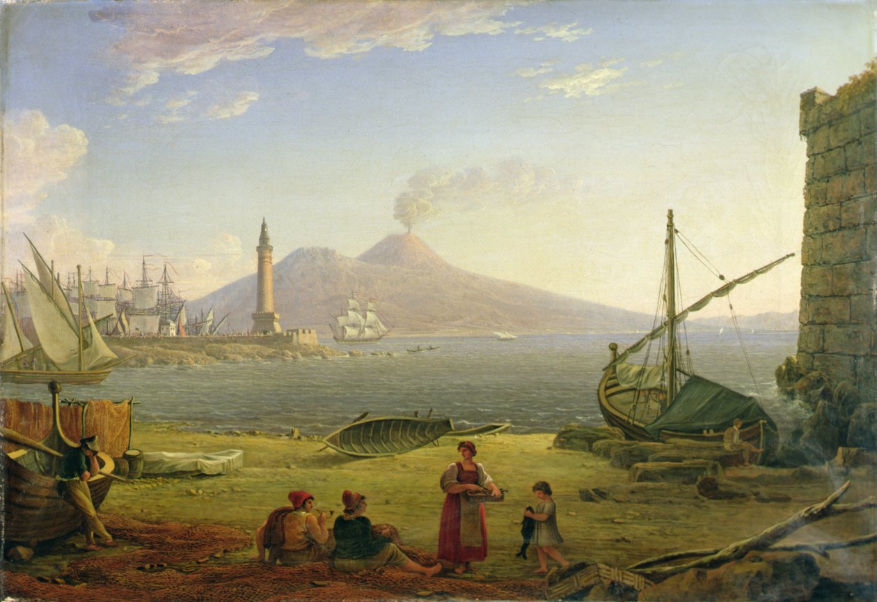 Neapelbukten (olja på duk) av Italian School
