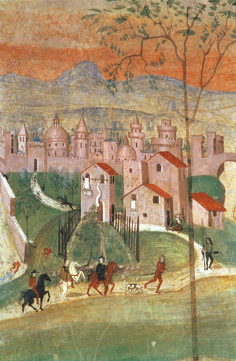 Staden Prato (fresk) av Italian School
