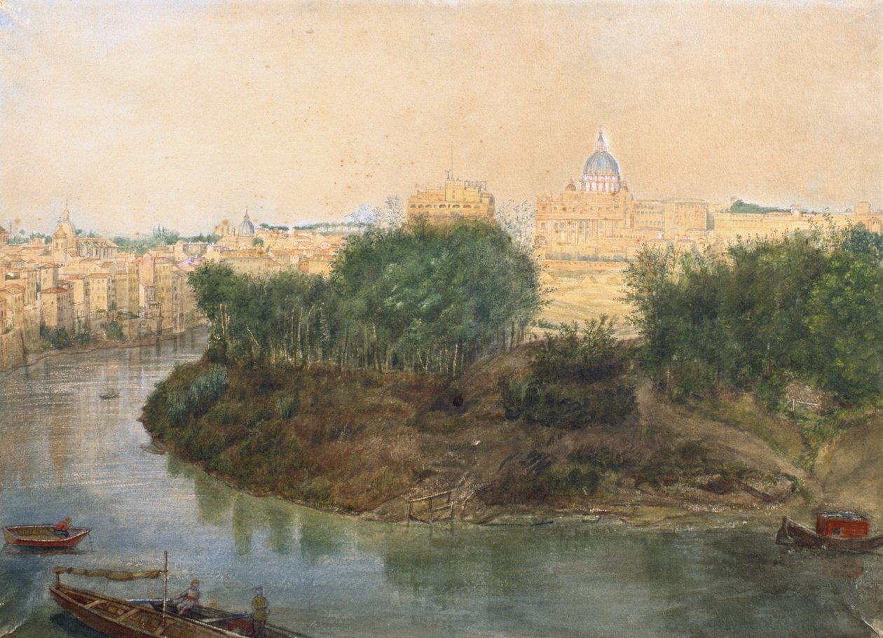 Tiber Island (penna och wc på papper) av Italian School