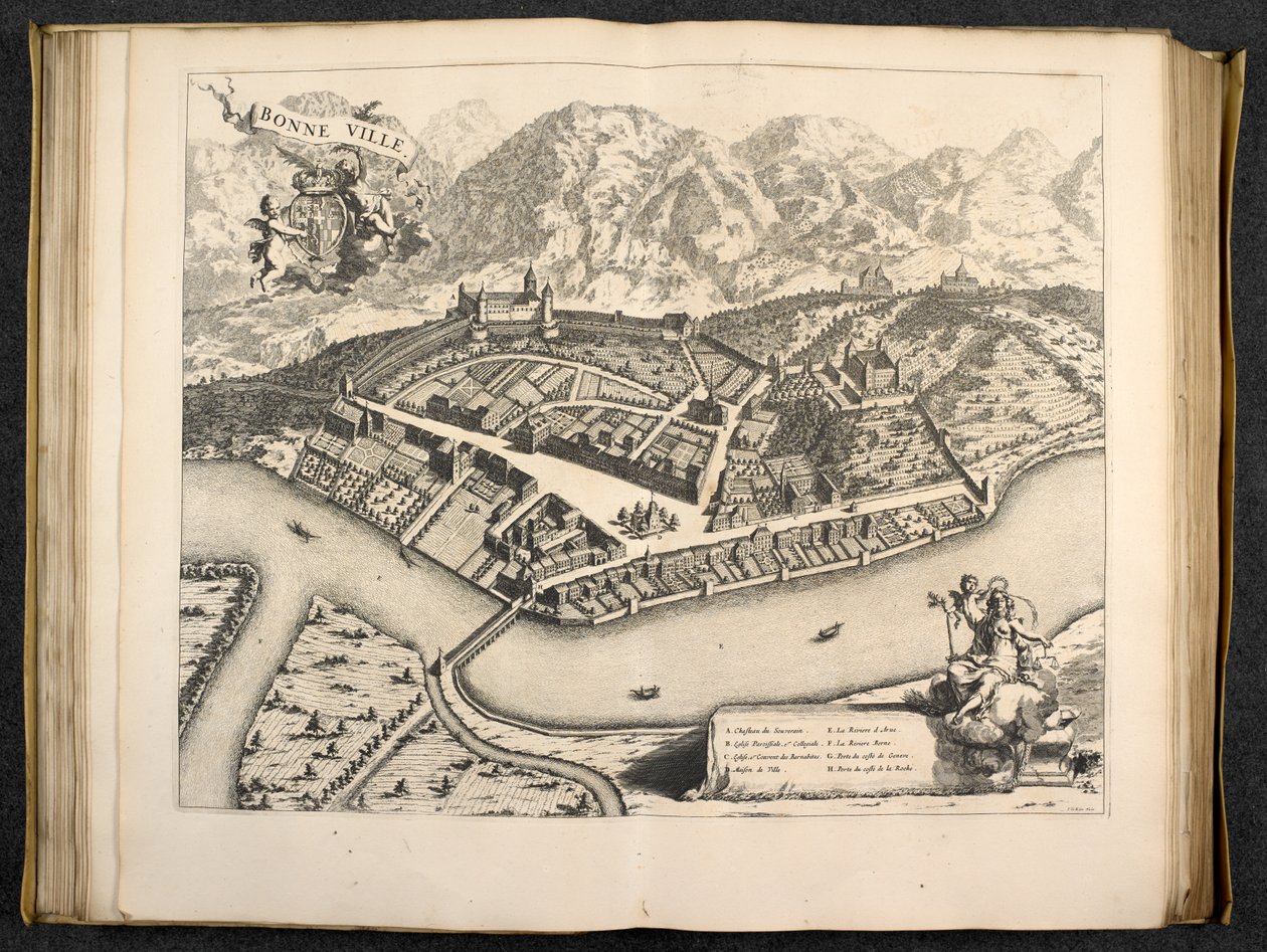 Vy över Aosta, Piemonte, Italien av Italian School