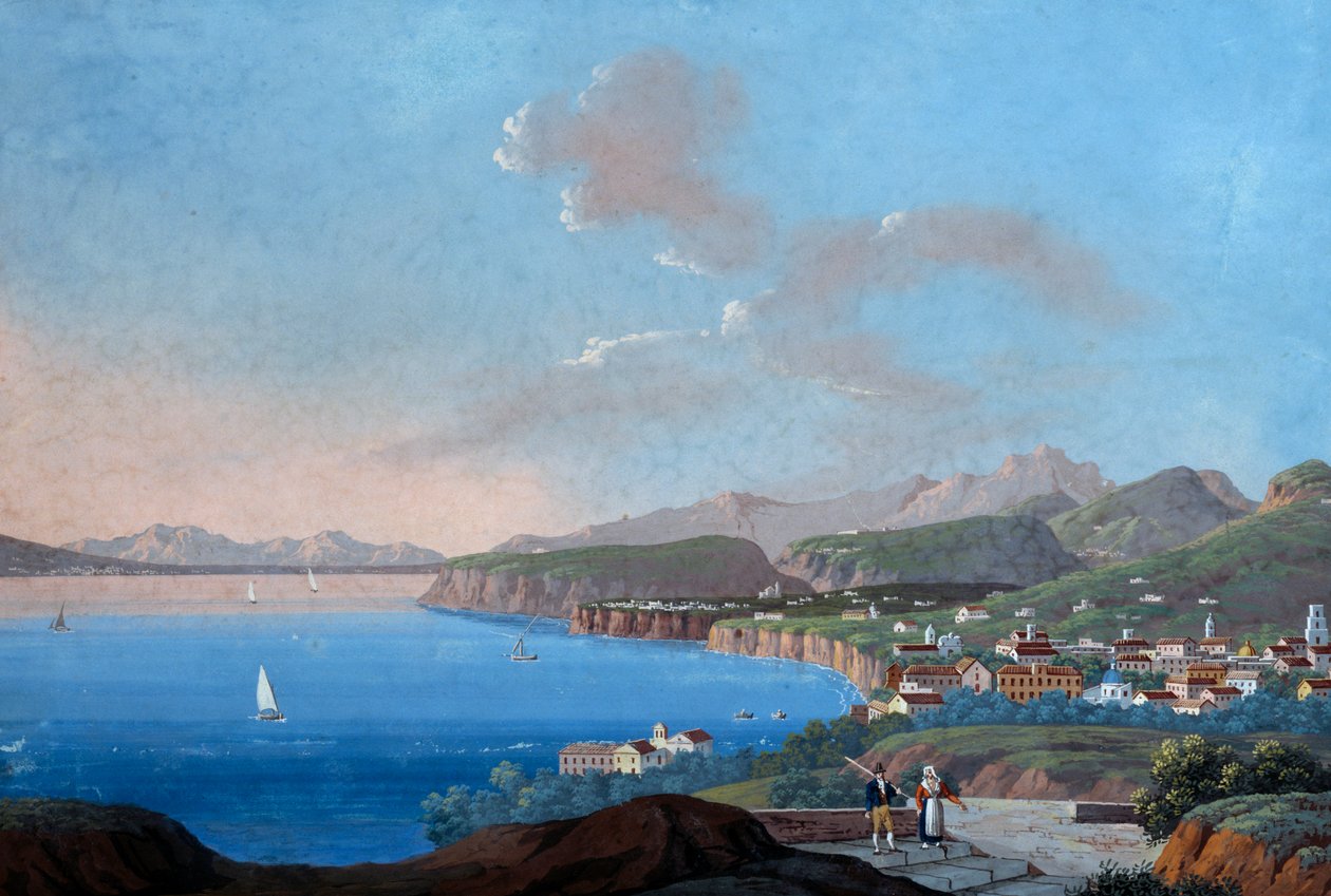 Utsikt över Sorrento (gouache) av Italian School