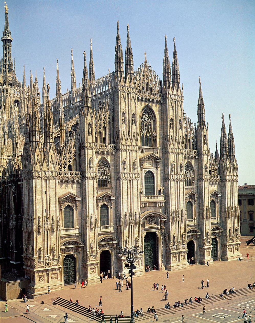 Utsikt över fasaden, påbörjad 1386 av Italian School