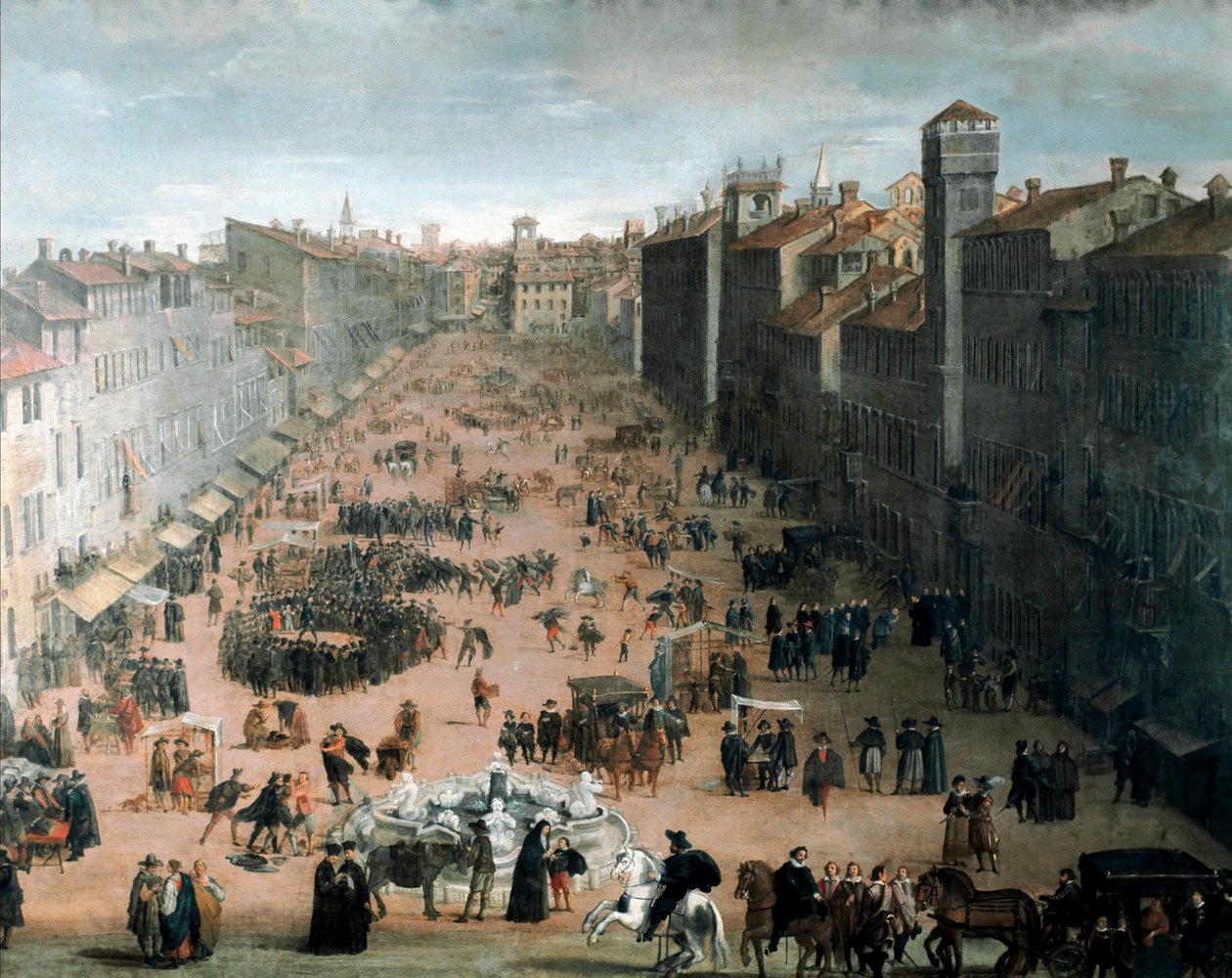 Utsikt över torget Navona i Rom (målning av Italian School