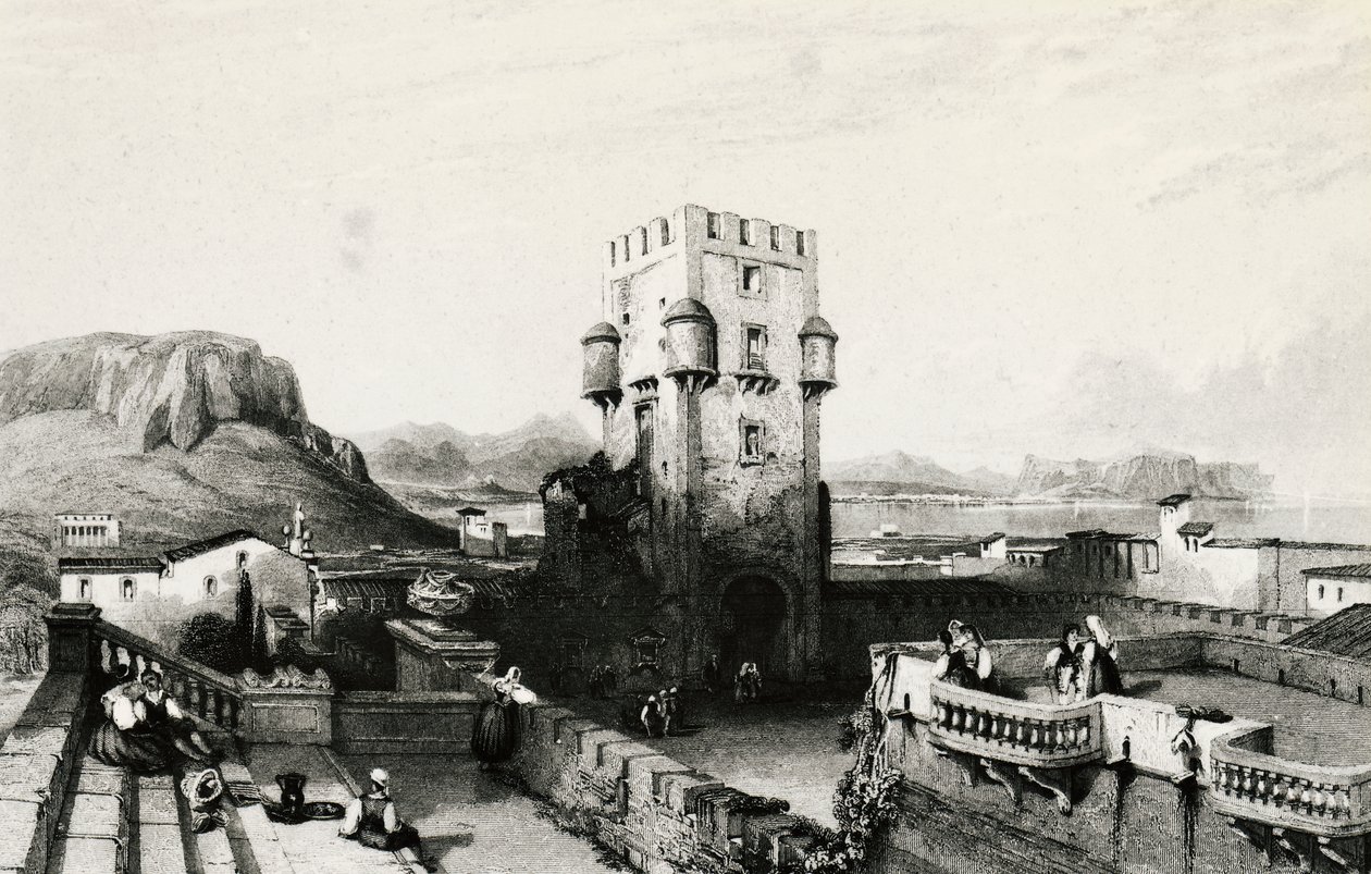 Villa Butera, Bagheria, Sicilien, gravyr, Italien av Italian School