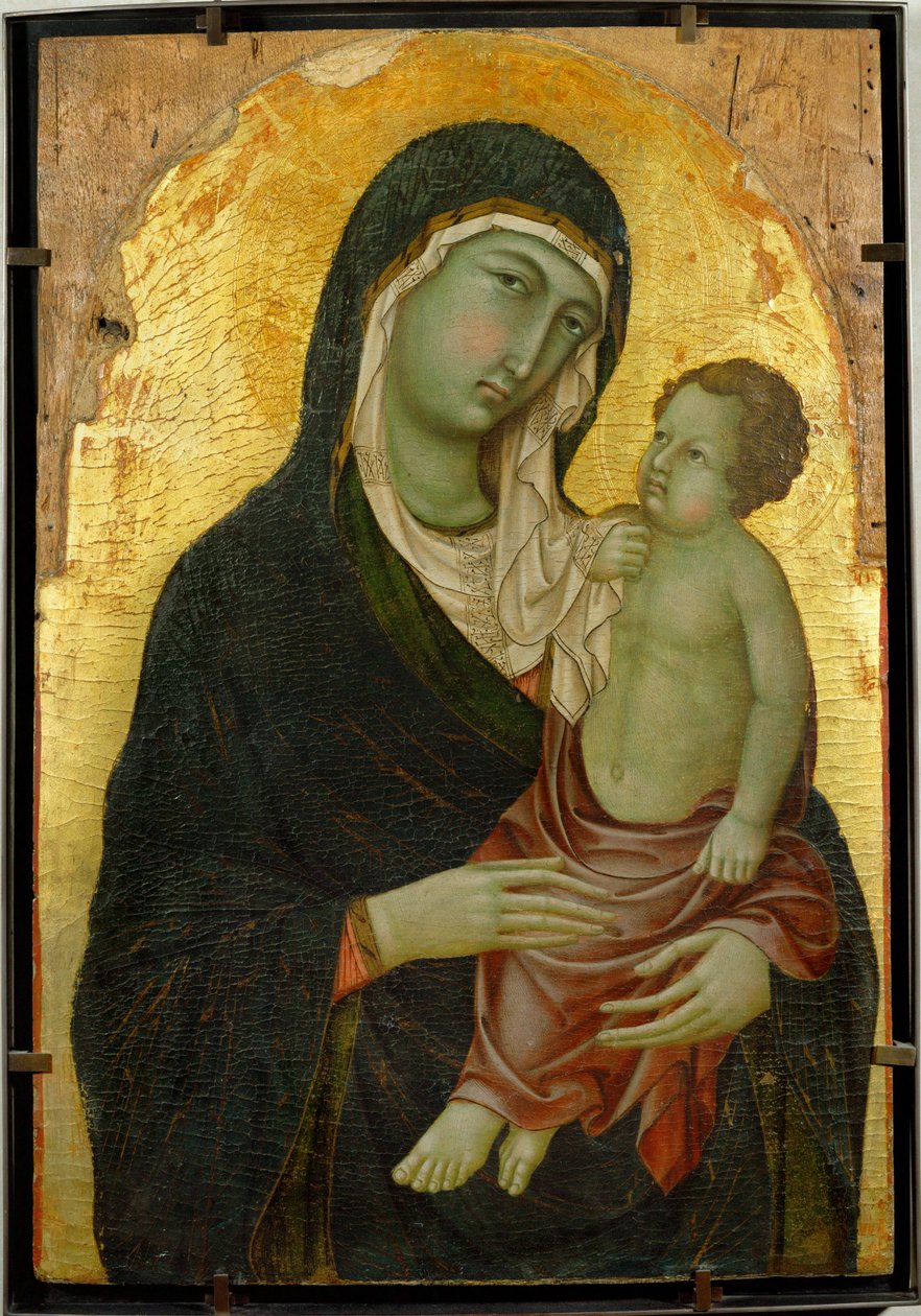 Jungfru Maria och Jesusbarnet. Guldmalt ... av Italian School