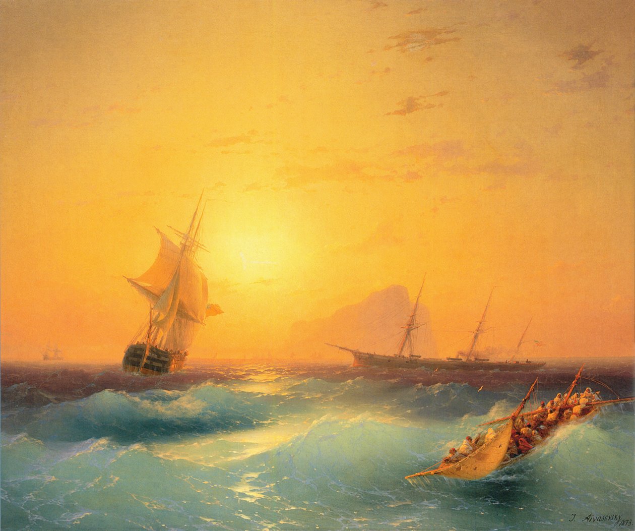 Amerikanska fartyg utanför Gibraltarklippan av Ivan Konstantinovich Aivazovsky