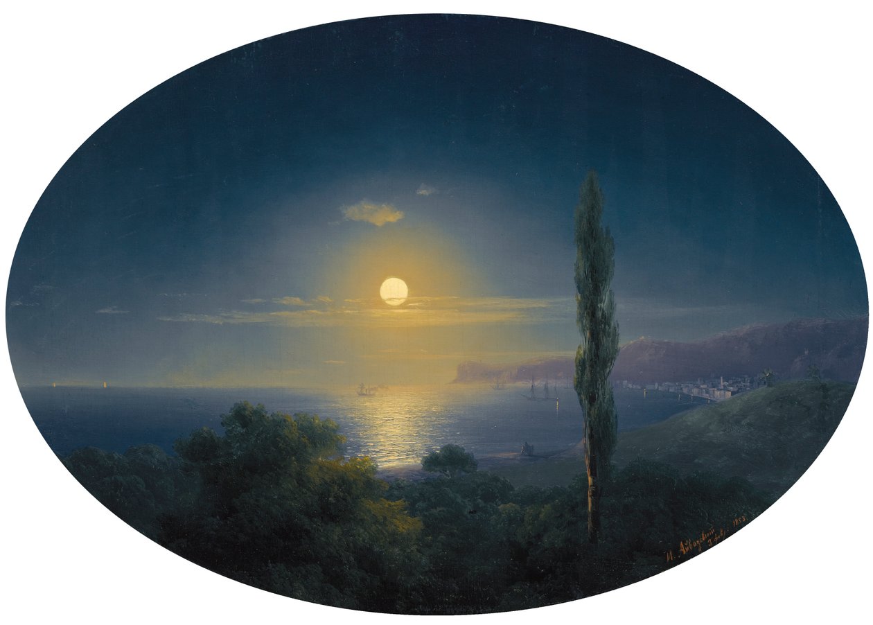 Crimean coast by moonlight av Ivan Konstantinovich Aivazovsky