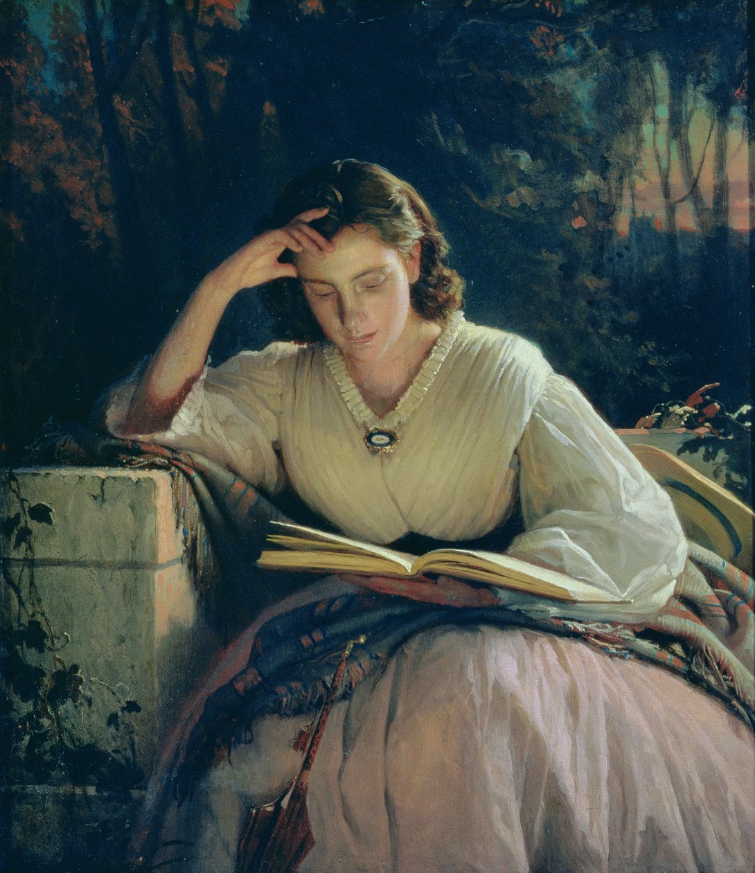 Reading (porträtt av konstnärens hustru), 1863 av Ivan Nikolaevich Kramskoy