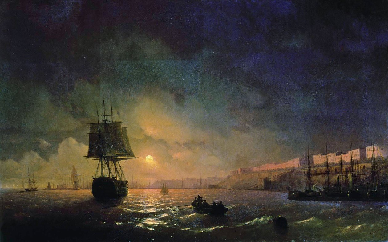 Ryska: "Utsikt över Odessa i månsken natt" Odessa i månsken av Ivan Aivazovsky