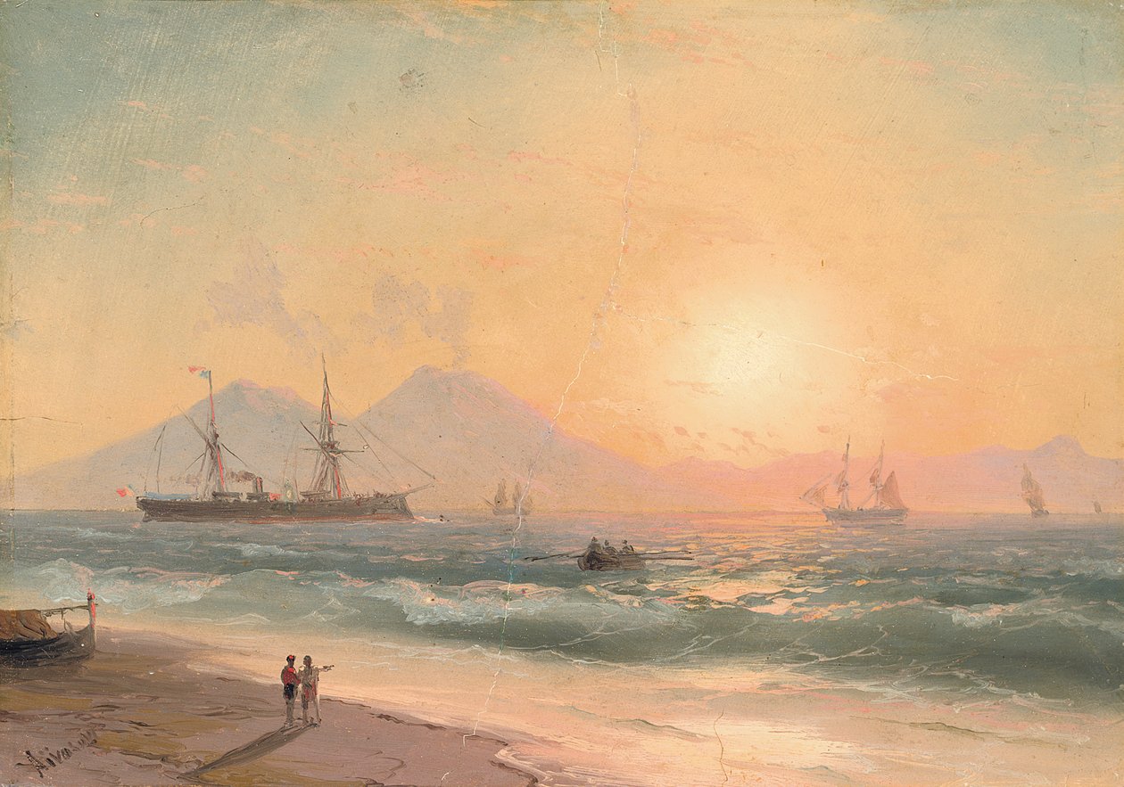 Tittar på Ships at Sunset, av Ivan Konstantinovich Aivazovsky