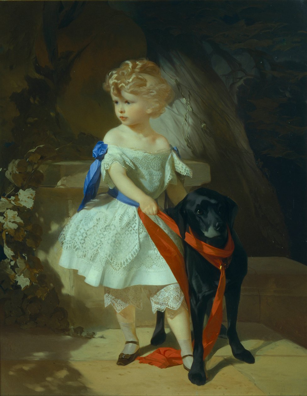 Flicka med hund, 1860-talet av Ivan Kosmich Makarov