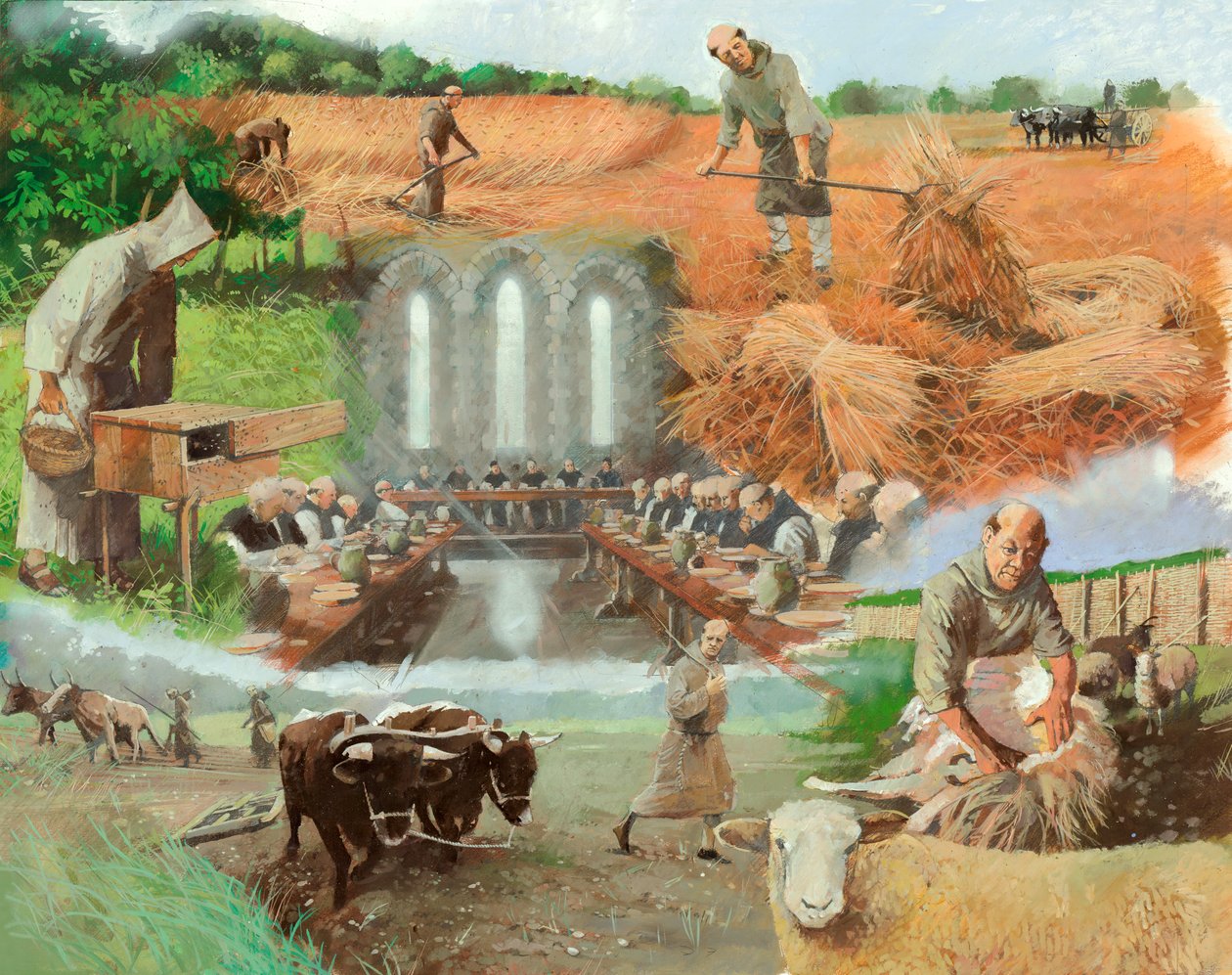 Munkar på jobbet, c1200-talet, c1990-2010 av Ivan Lapper
