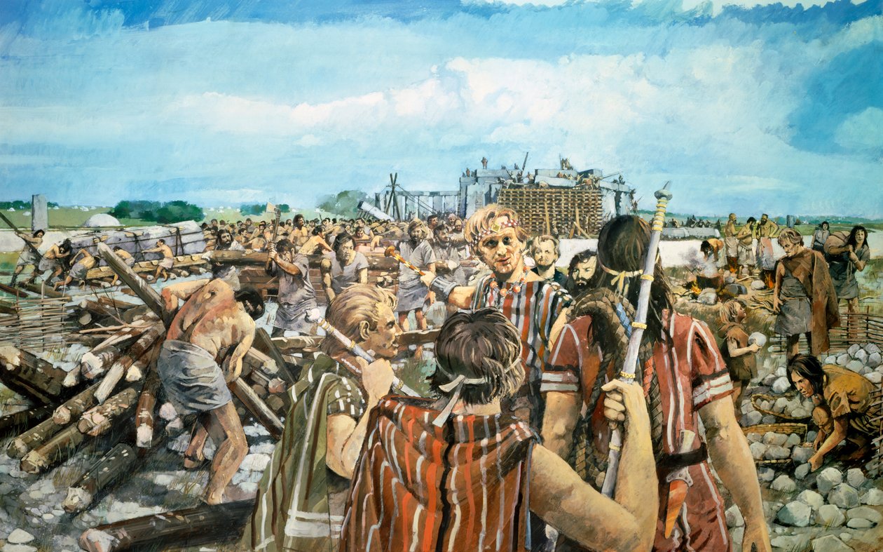 Stonehenge-konstruktion, c2300BC, c1990-2010 av Ivan Lapper