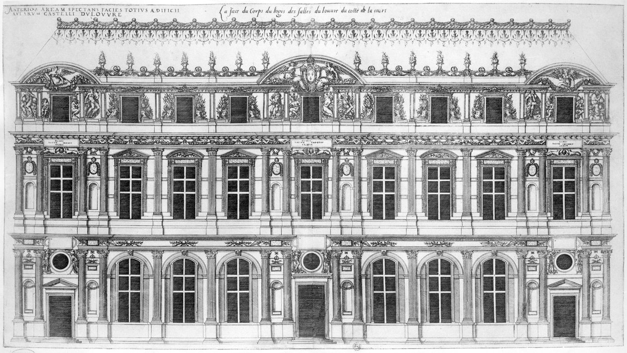 Louvren, från "Les Plus Excellents Batiments de France". av J. Androuet Ducerceau