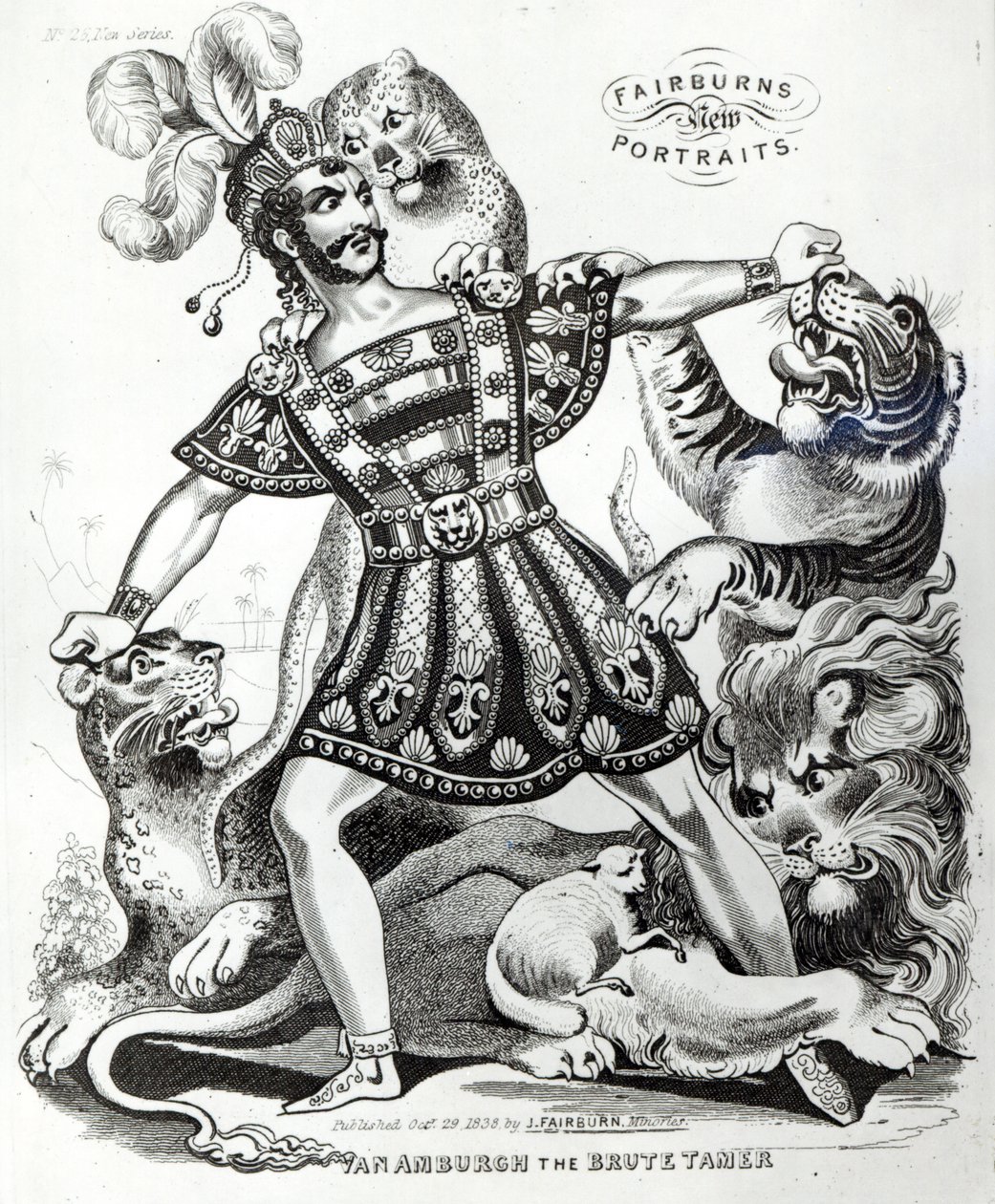 Van Amburgh the Brute Tamer, 1838 av J. Fairburn