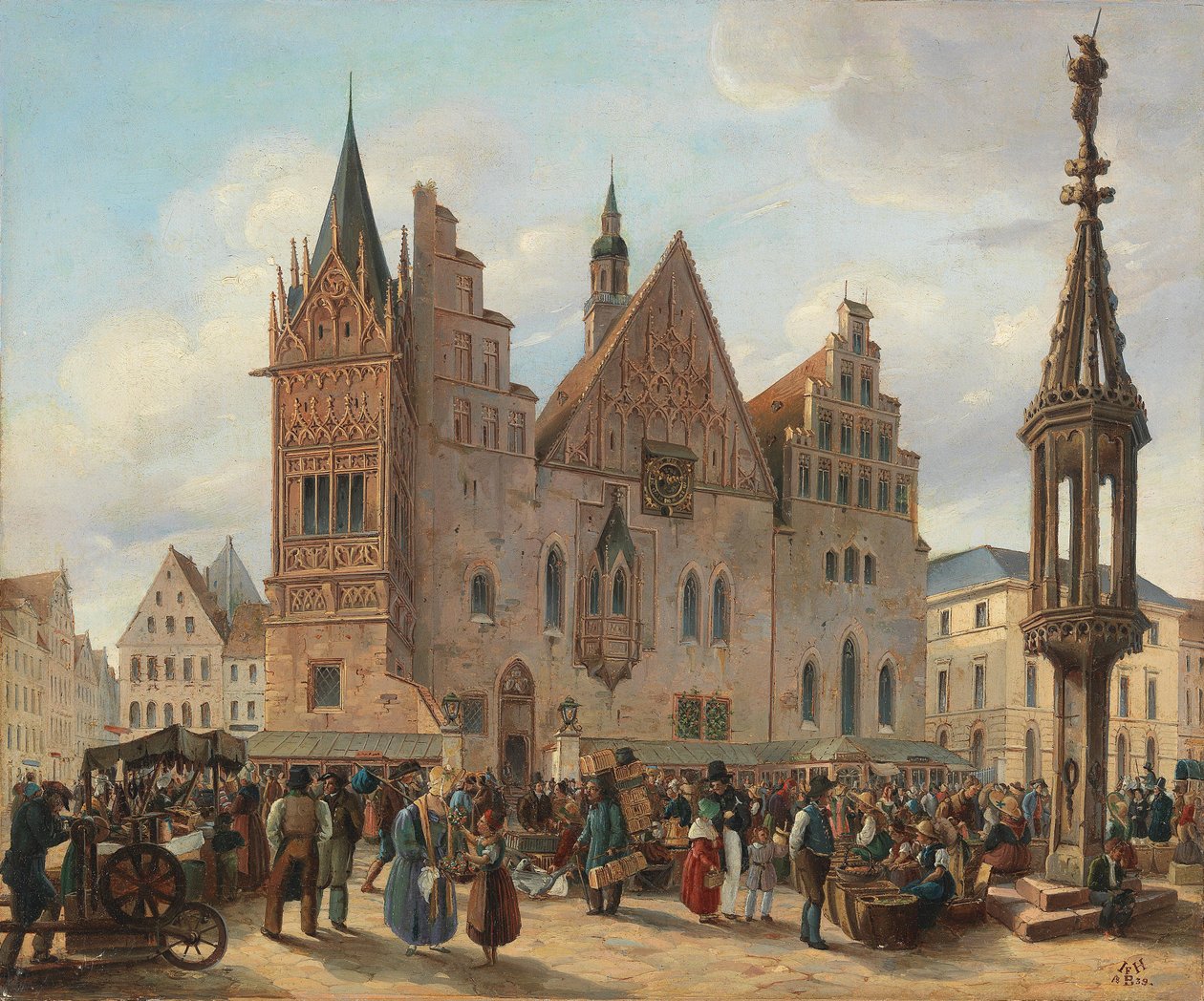 Marktplatz von Breslau mit Rathaus av J. H. Bondras