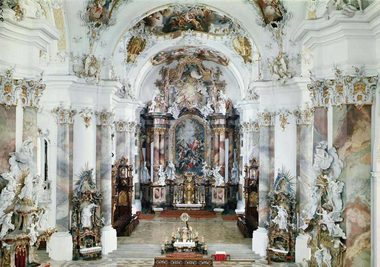 Interiör av benediktinerklosterkyrkan, 1711-31 av J. M. and Feuchtmayer, J. A. Fischer