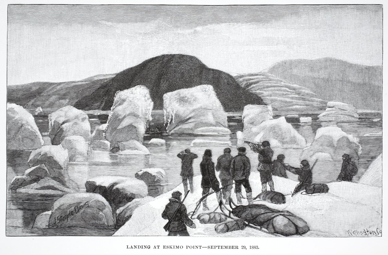 Landning vid Eskimo Point, 29 september 1883, Pub. London 1886 av J. Steeple Davis
