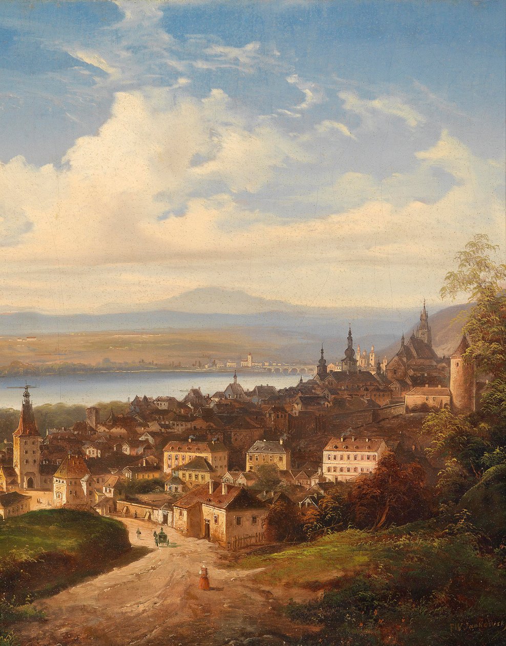 Utsikt över Krems / Donau av J. Wilhelm Jankowsky