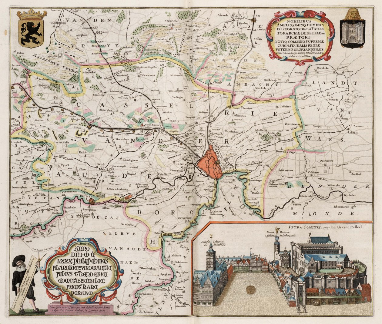 Karta över Gent, Belgien av J.Blaeu