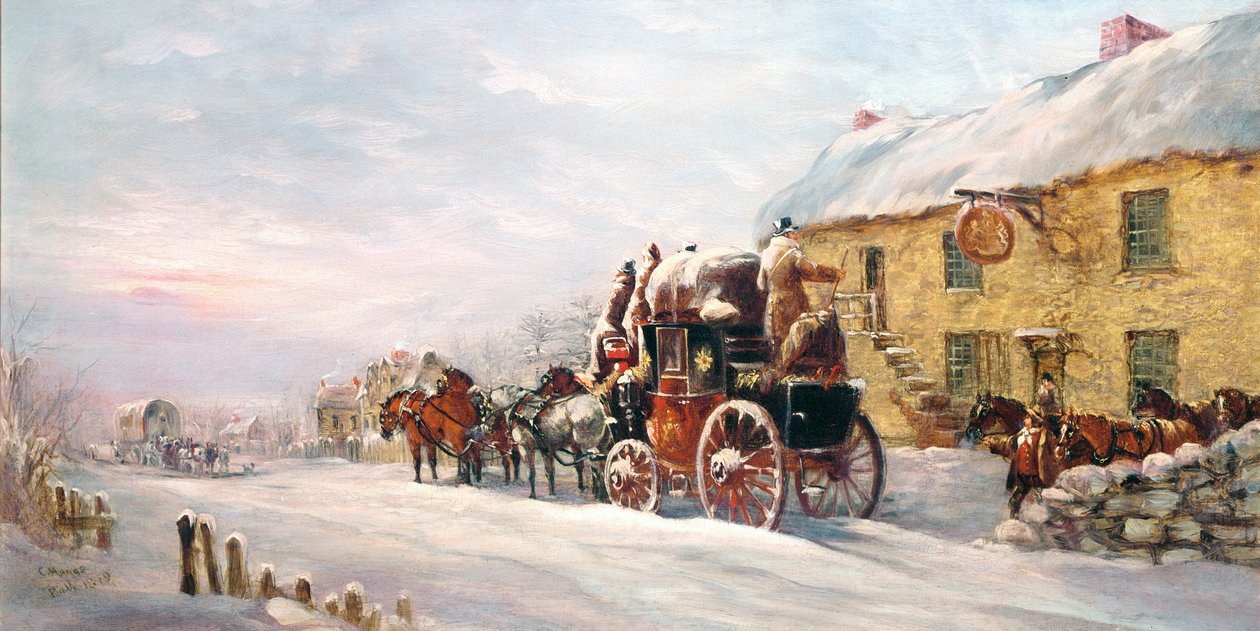 Scencoach utanför en taverna, Bath 1819 av J.C. Maggs