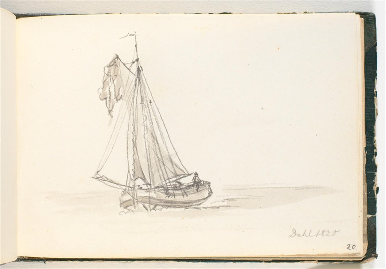 Ett stort segelfartyg i grovt vatten av Johan Christian Dahl
