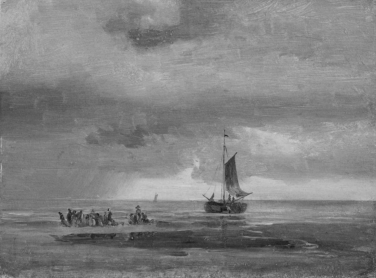 Flat Beach vid solnedgången av Johan Christian Dahl